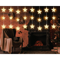 Vianočná svietiaca reťaz - hviezdičky - 112 LED teplá biela - 250x100 cm s diaľkovým ovládaním