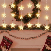 Vianočná svietiaca reťaz - hviezdičky - 112 LED teplá biela - 250x100 cm s diaľkovým ovládaním