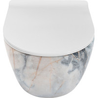 Závesné WC Rea CARLOS RIMLESS - dekor kameňa granit lesklý + Duroplast sedátko slim