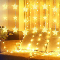 Vianočná svietiaca reťaz - hviezdičky - 112 LED teplá biela - 250x100 cm s diaľkovým ovládaním