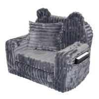 Detské rozkladacie plyšové kresielko TEDDY - šedé