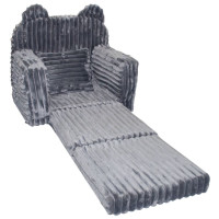 Detské rozkladacie plyšové kresielko TEDDY - šedé