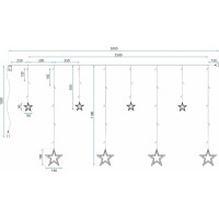 Vianočná svietiaca reťaz - hviezdy - 92 LED - 250x110 cm