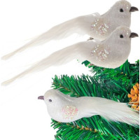 Vianočné ozdoby - vtáčiky 2 ks - biela