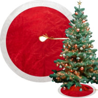 Podložka na vianočný stromček 90 cm - červená/biela