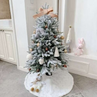 Podložka na vianočný stromček 78 cm - Vločky - biela/strieborná