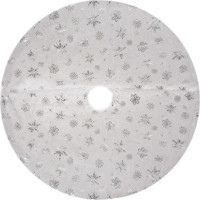 Podložka na vianočný stromček 78 cm - Vločky - biela/strieborná