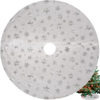 Podložka na vianočný stromček 78 cm - Vločky - biela/strieborná