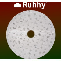 Podložka na vianočný stromček 90 cm - Vločky - biela/strieborná