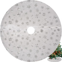 Podložka na vianočný stromček 90 cm - Vločky - biela/strieborná