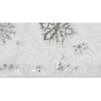 Podložka na vianočný stromček 120 cm - Vločky - biela/strieborná