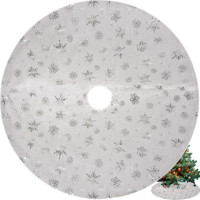 Podložka na vianočný stromček 120 cm - Vločky - biela/strieborná