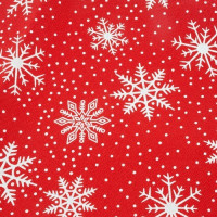 Vianočný behúň na stôl 180x35 cm - Vločky - červený/strieborný