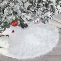 Podložka na vianočný stromček 90 cm - imitácia kožušiny - biela