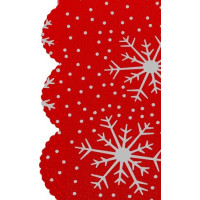 Vianočný behúň na stôl 150x35 cm - Vločky - červený/strieborný