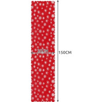 Vianočný behúň na stôl 150x35 cm - Vločky - červený/strieborný