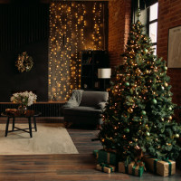 Vianočné svietiace 300 LED záves 3x3m - biely teplý