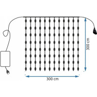 Vianočné svietiace 304 LED záves 3x3m - biely teplý