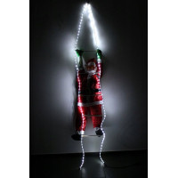 Vianočné svietiace LED dekorácie Santa lezie po rebríku - 240 cm