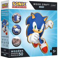 Trefl Wood Craft Junior puzzle Chytrý Ježko Sonic 50 dielikov