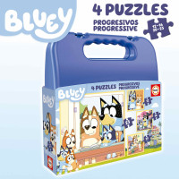 EDUCA Puzzle v kufríku Bluey 4v1 (12,16,20,25 dielikov)