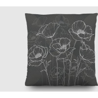Dekoračný vankúš - Čierna kvety - 45x45 cm