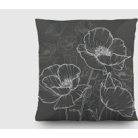 Dekoračný vankúš - Čierna kvety - 45x45 cm