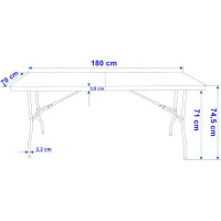 Cateringový stôl BALI 180 cm - biely