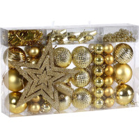 Vianočné závesné banky na stromček ESTRELLA 66 kusov - zlaté