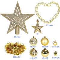 Vianočné závesné banky na stromček ESTRELLA 66 kusov - zlaté