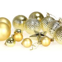 Vianočné závesné banky na stromček ESTRELLA 66 kusov - zlaté