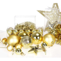 Vianočné závesné banky na stromček ESTRELLA 66 kusov - zlaté