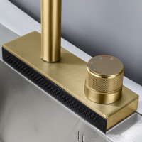 Kuchynská batéria so sprchou REA CONOR - brúsená zlatá
