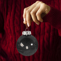Vianočné banky na stromček - 5 druhov - 30 ks - 8 cm - čierne - priehľadné