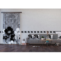 Dizajnový záves - Čiernobiele kvety - 140x245 cm
