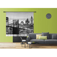 Dizajnový záves - Brooklynský most - čiernobiely - 180x160 cm
