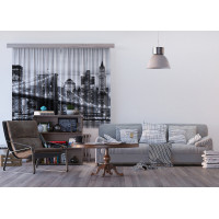 Dizajnový záves - Brooklynský most - čiernobiely - 180x160 cm