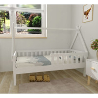 Detská domčeková posteľ z masívu borovice TEA - 200x90 cm - biela