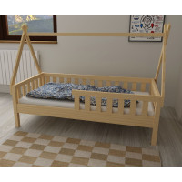Detská domčeková posteľ z masívu borovice TEA - 200x90 cm - prírodná