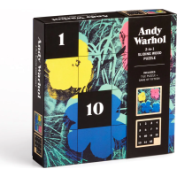 GALISON Posuvné drevené puzzle Andy Warhol: Kvety 2v1 (16 dielikov)