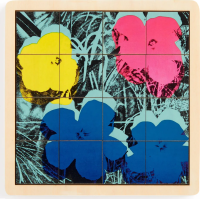 GALISON Posuvné drevené puzzle Andy Warhol: Kvety 2v1 (16 dielikov)