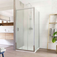 Sprchovací kút LIMA - štvorec - chróm / sklo Point - trojdielne posuvné dvere