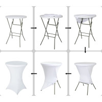 Elastický návlek na koktailový stolík 80 cm - biely