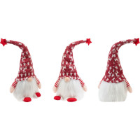 Vianočný škriatok 42 cm - vianočný vzor na čiapku - bielo/červený