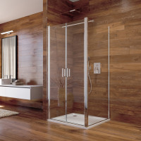 Sprchovací kút LIMA - štvorec - chróm / sklo Point - dvojdielne krídlové dvere