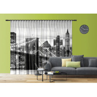 Dizajnový záves - Brooklynský most - čiernobiely - 280x245 cm