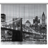 Dizajnový záves - Brooklynský most - čiernobiely - 280x245 cm