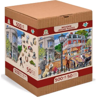 WOODEN CITY Drevené puzzle Hlavná ulica 2v1, 505 dielikov EKO