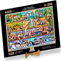 WOODEN CITY Drevené puzzle Úžasné kráľovstvo zvierat 2v1, 4000 dielikov