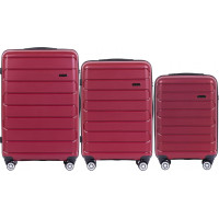 Moderné cestovné kufre BULK - set S+M+L - vínovo červené - TSA zámok